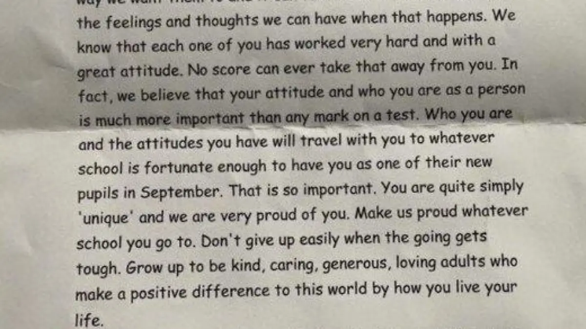 A special message for all P7 children today courtesy of Harmony Hill PS, Lisburn.