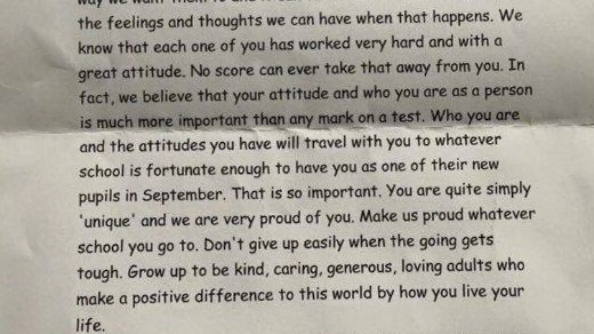 A special message for all P7 children today courtesy of Harmony Hill PS, Lisburn.