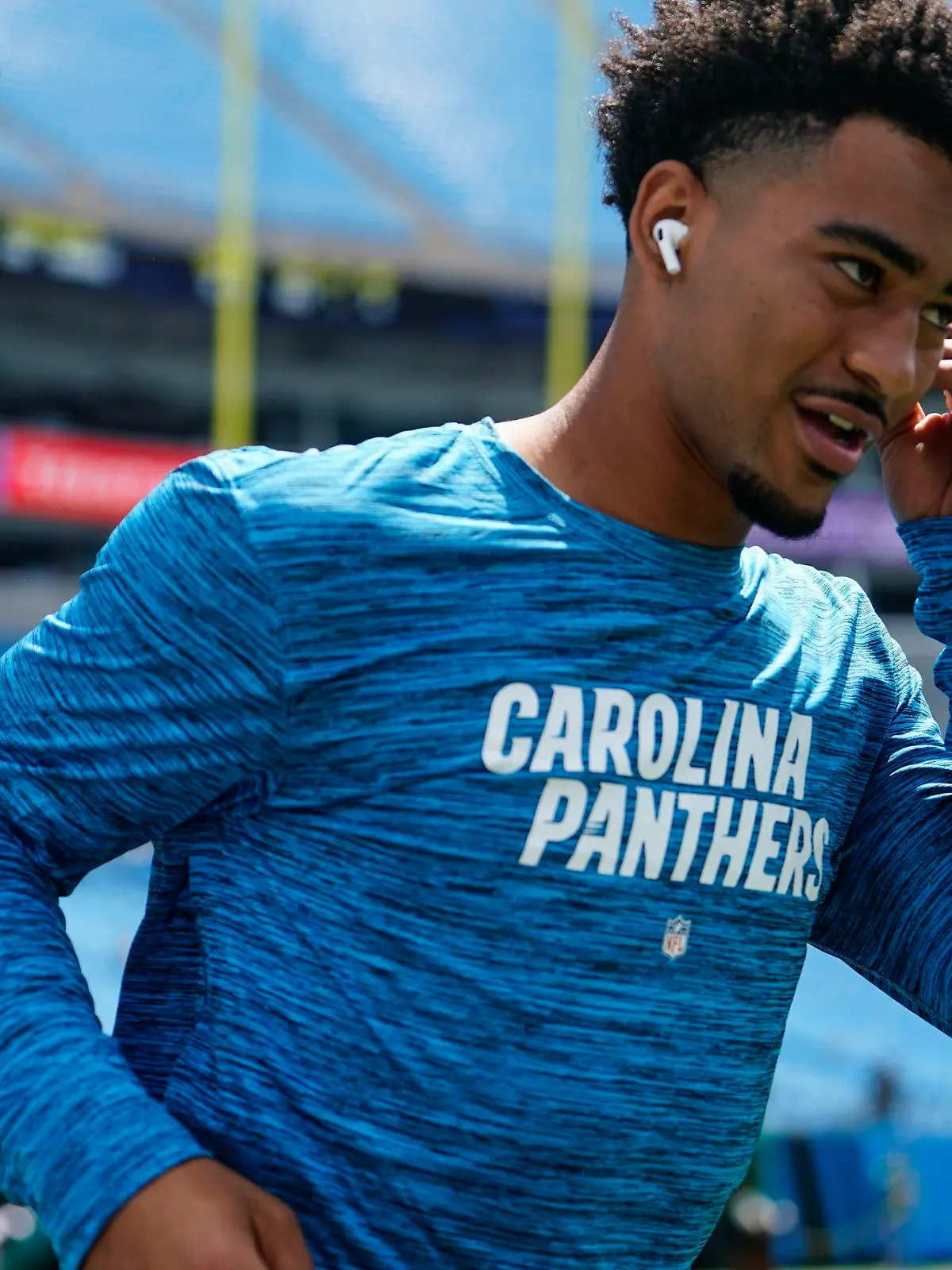 Carolina Panthers quarterback Bryce Young warms up before the first half of an NFL preseason football game between the Carolina Panthers and the New York Jets, Saturday, Aug. 12, 2023, in Charlotte, N.C. (AP Photo/Jacob Kupferman)