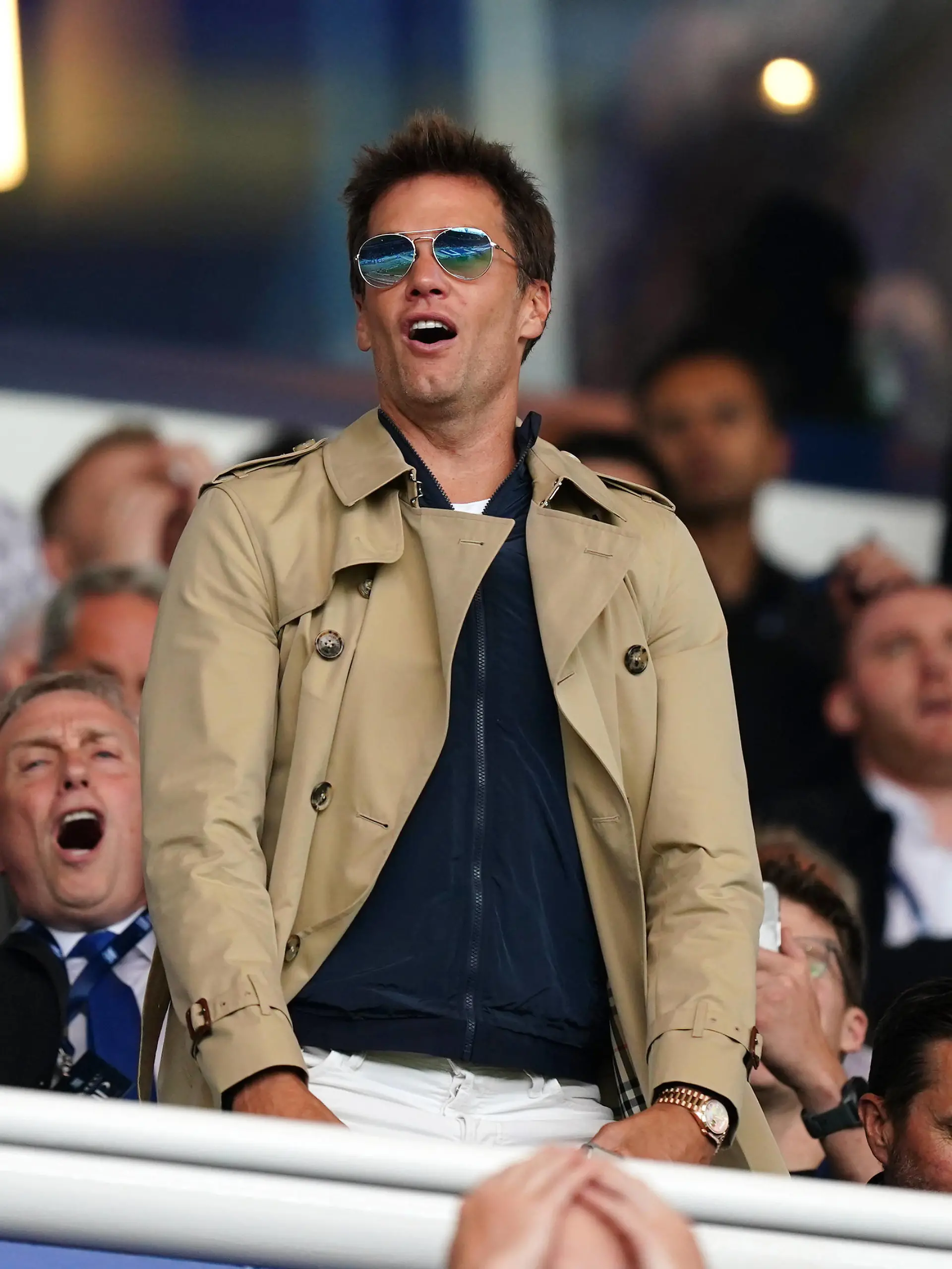 Birmingham City v Leeds United - Sky Bet Championship - St. Andrew s Birmingham City co-owner Tom Brady in the stands during the Sky Bet Championship match at St. Andrew s, Birmingham. Picture date: Saturday August 12, 2023. EDITORIAL USE ONLY No use with unauthorised audio, video, data, fixture lists, club/league logos or live services. Online in-match use limited to 120 images, no video emulation. No use in betting, games or single club/league/player publications. PUBLICATIONxNOTxINxUKxIRL Copyright: xMikexEgertonx 73308369