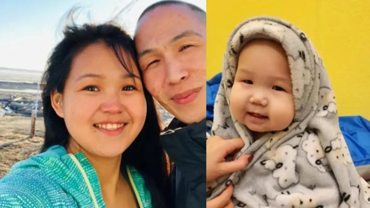 Summer Myomick (links), 24, und ihr einjähriger Sohn wurden in einem abgelegenen Dorf in Alaska von einem Eisbären tödlich zerfleischt. Sie ist hier mit dem Vater des Babys, Clyde Sr. (rechts), abgebildet
