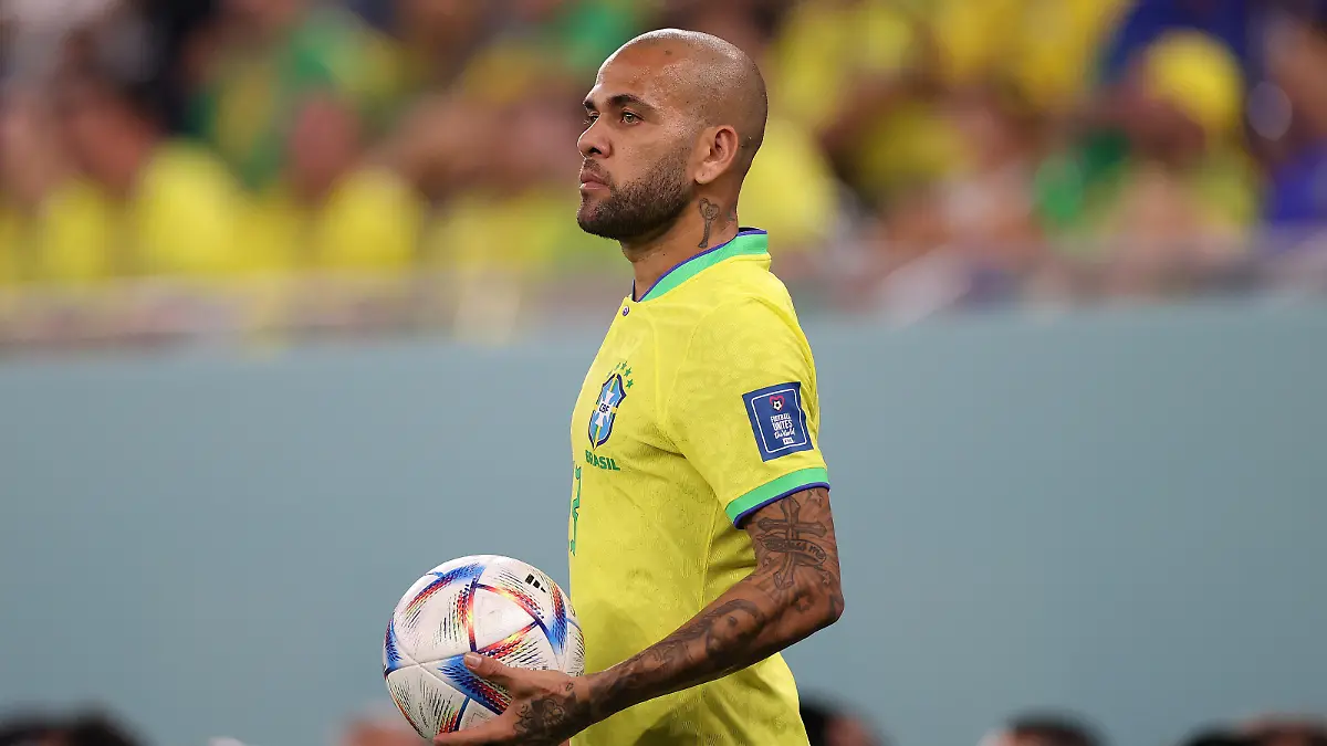 DOHA, QATAR - DECEMBER 05: Dani Alves of Brazil during the FIFA World Cup Qatar 2022 Round of 16 match between Brazil and South Korea at Stadium 974 on December 05, 2022 in Doha, Qatar. (Photo by Michael Steele/Getty Images)