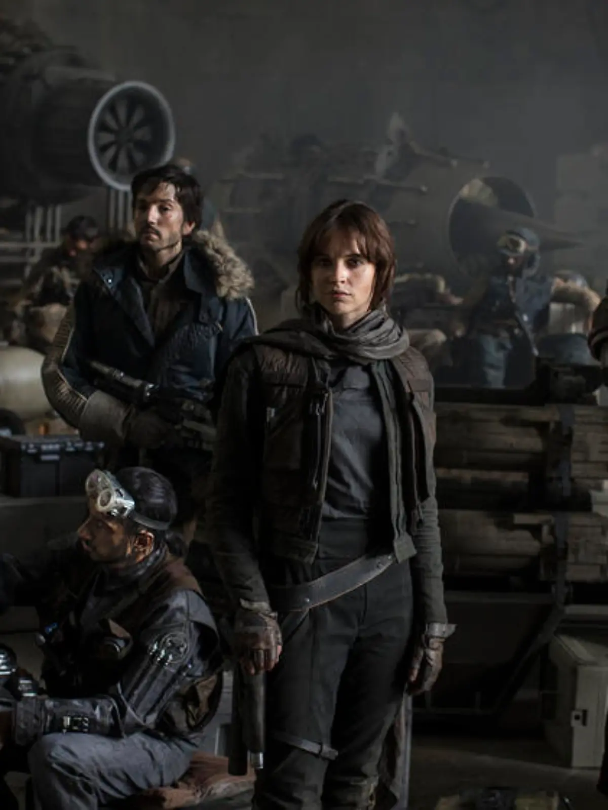 "Star Wars: Rogue One": von links nach rechts die Schauspieler Riz Ahmed, Diego Luna, Felicity Jones, Jiang Wen und Donnie Yen. Der Film erscheint im Dezember
