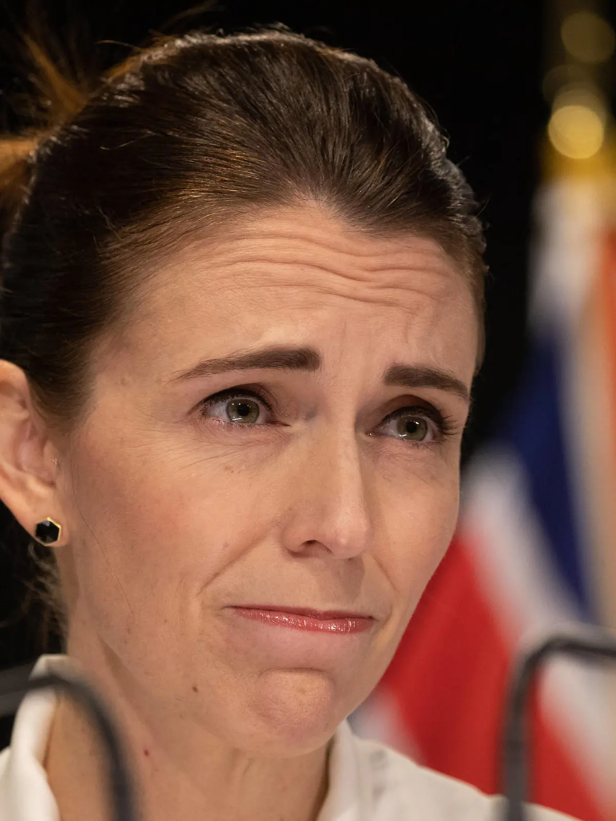  200330 -- WELLINGTON, March 30, 2020 -- New Zealand Prime Minister Jacinda Ardern reacts during a press conference about COVID-19 in Wellington, New Zealand, March 30, 2020. Mark Mitchell/NZME/Pool via Xinhua NEW ZEALAND-WELLINGTON-COVID-19 GuoxLei PUBLICATIONxNOTxINxCHN