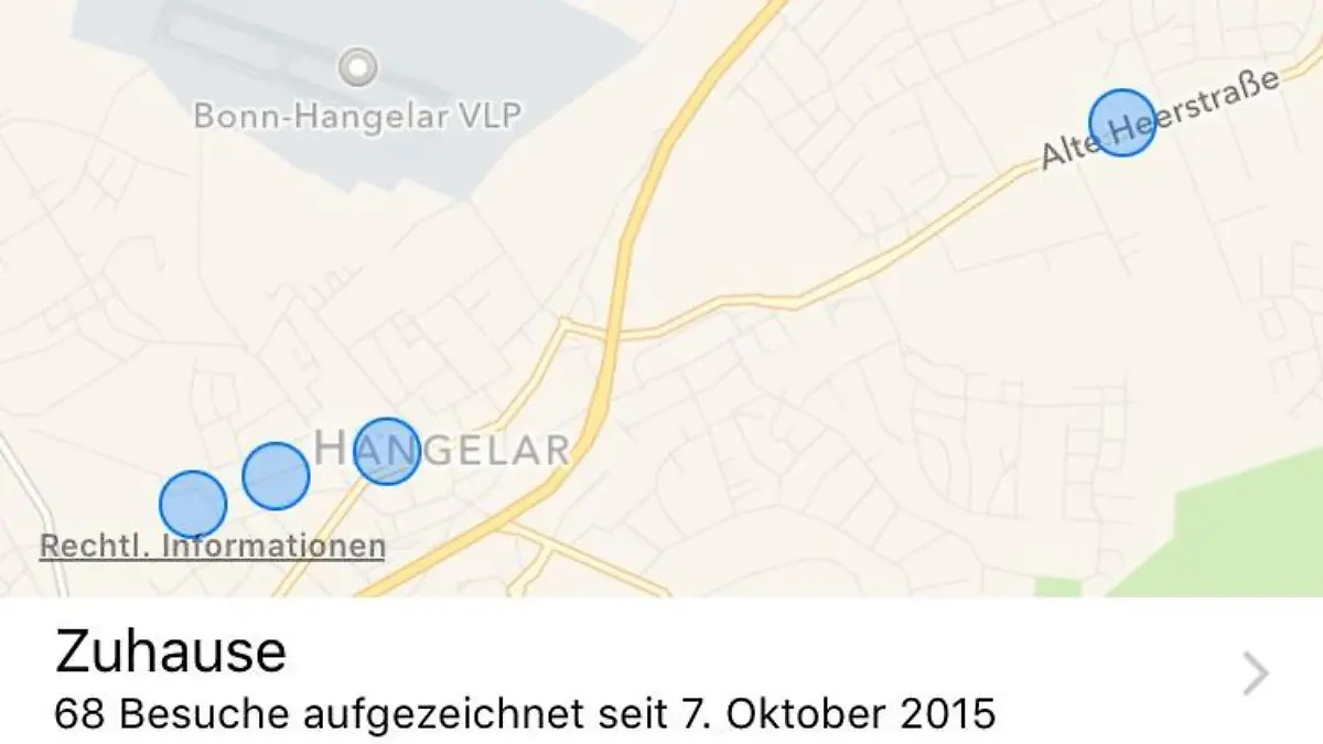 Screenshot hufige orte iphone