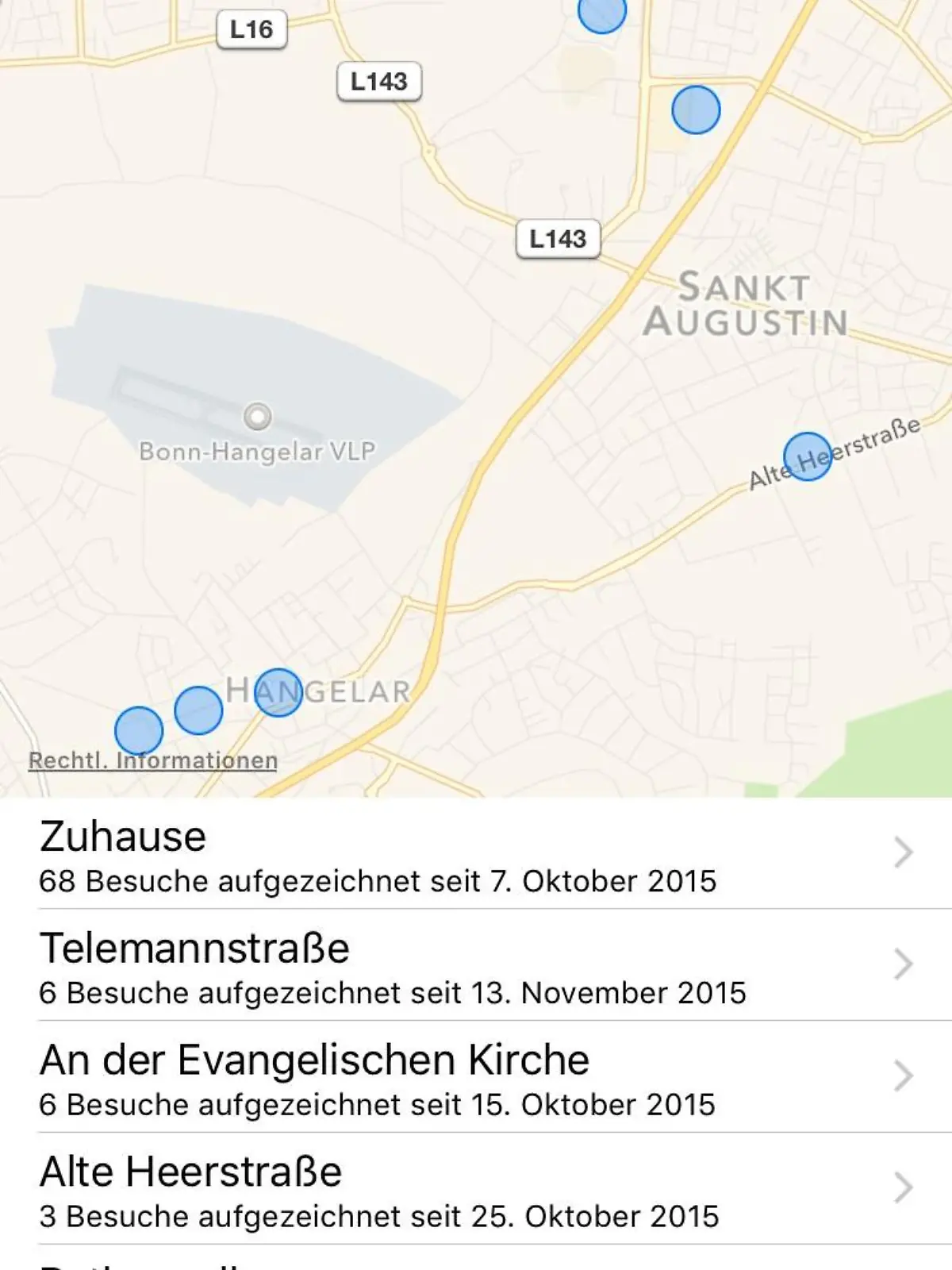 Screenshot hufige orte iphone