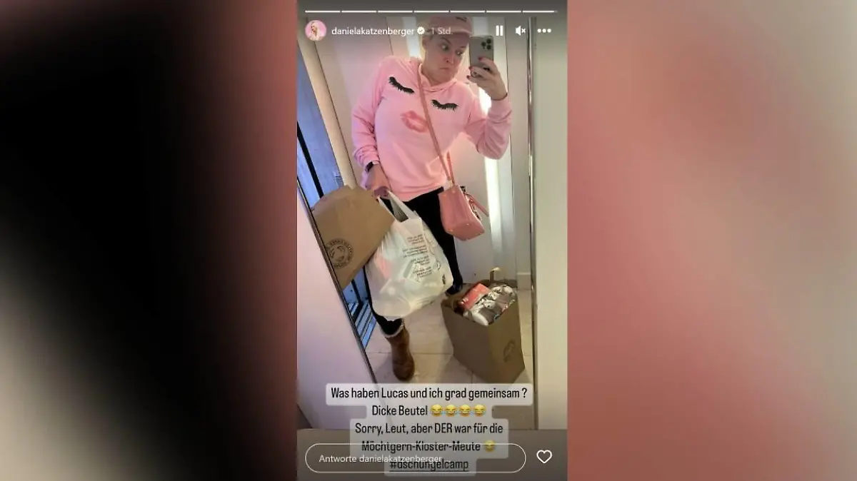 "Was haben Lucas und ich gerade gemeinsam?" Daniela Katzenberger reagiert in ihrer Insta-Story natürlich mit Humor