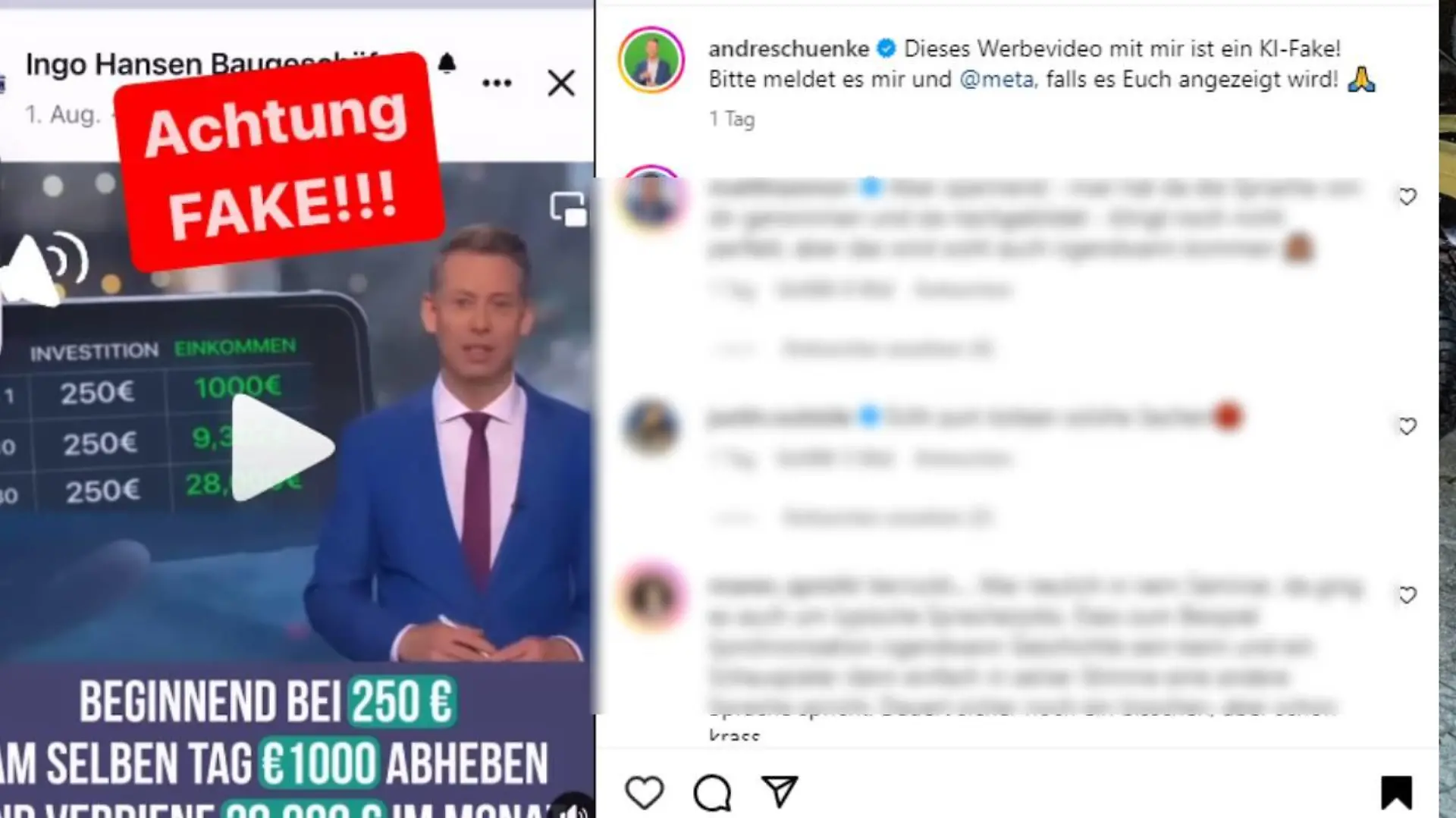 Auf seinem Instagramaccount will André Schünke für den Fake sensibilisieren.