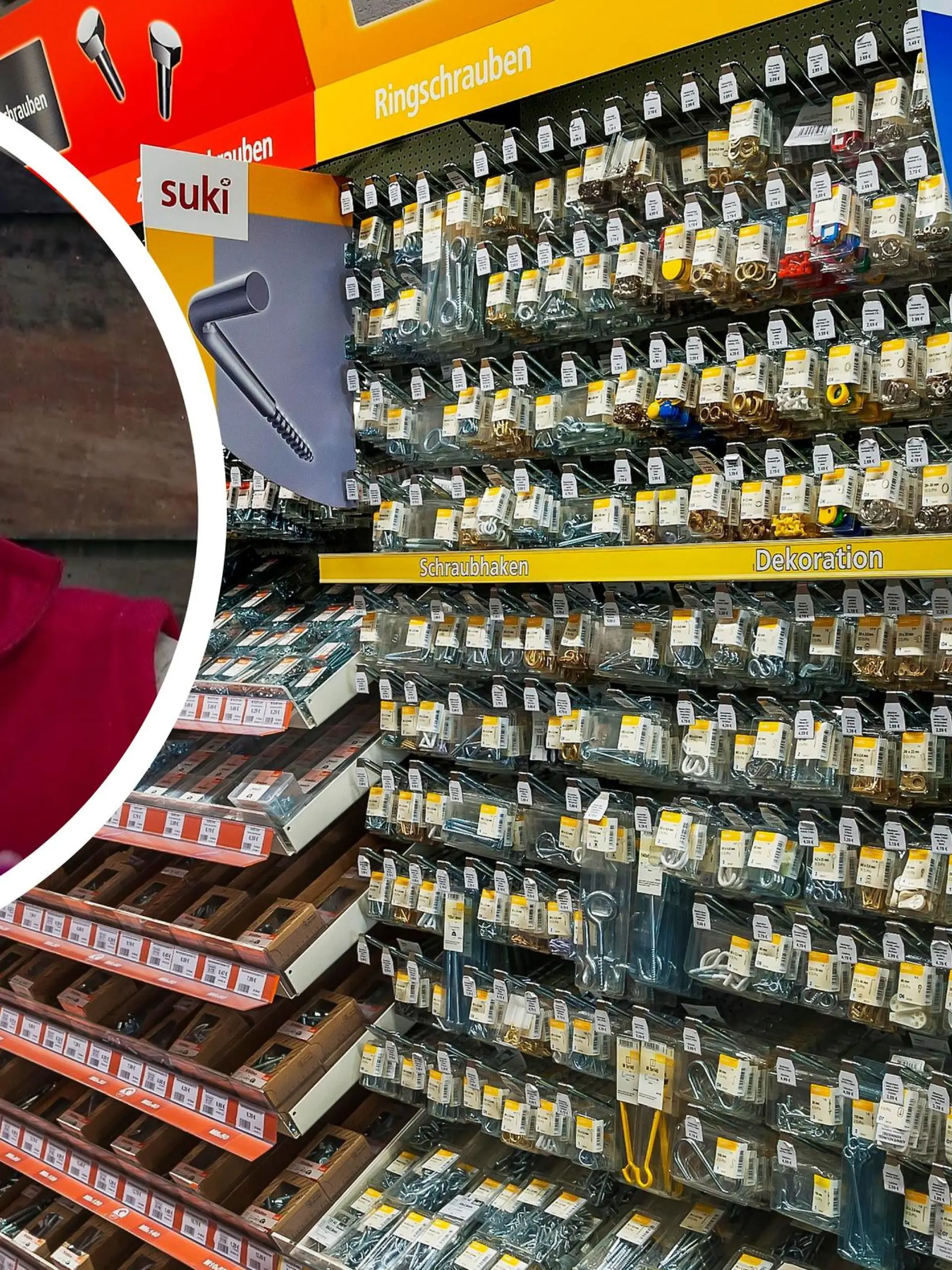 Baumarkt von innen und Djamila Rowe
