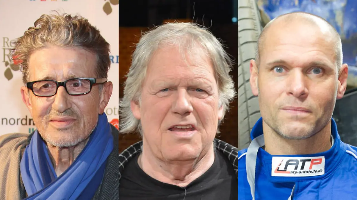 Rolf Zacher, Gunter Gabriel und Thorsten Legat (v.l.) ziehen angeblich ins Dschungelcamp
