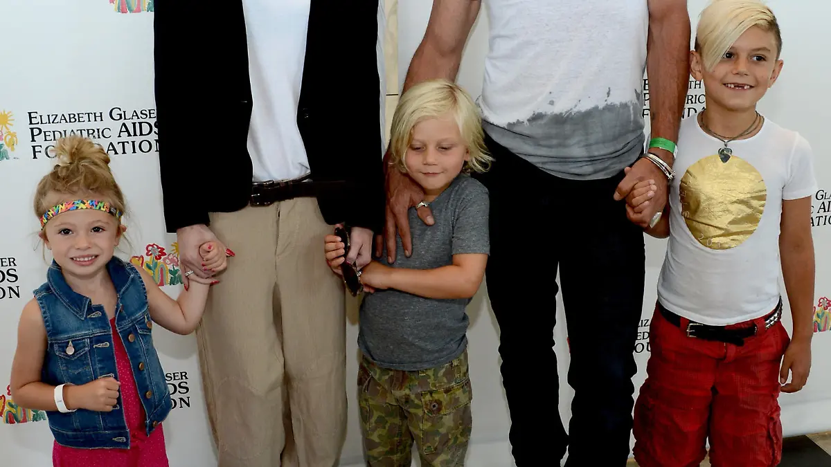 LOS ANGELES, CA - JUNE 02:  (L-R) Gwen Stefani,  Zuma Rossdale, musician Gavin Rossdale and  Kingston Rossdale attend the Elizabeth Glaser Pediatric AIDS Foundation's 24th Annual "A Time For Heroes" at Century Park on June 2, 2013 in Los Angeles, California.  (Photo by Jason Kempin/Getty Images for EGPAF)
