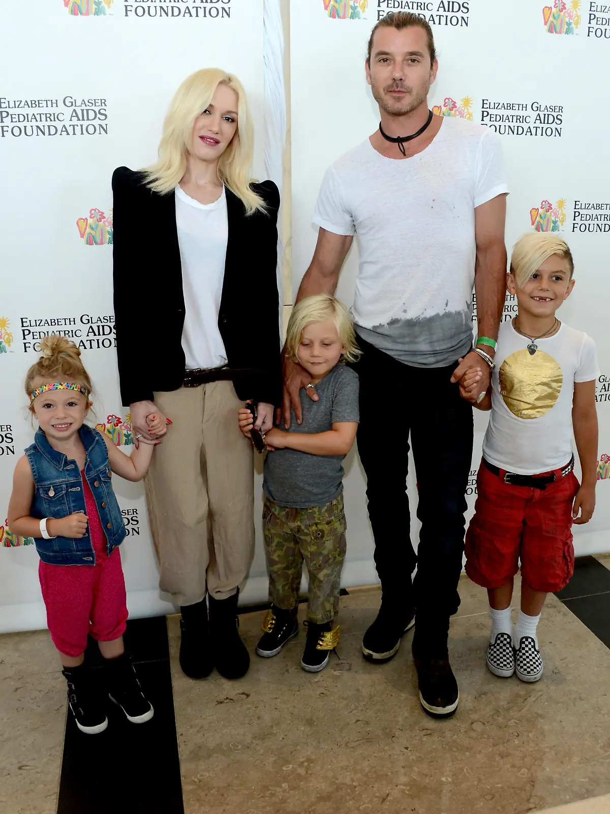 LOS ANGELES, CA - JUNE 02:  (L-R) Gwen Stefani,  Zuma Rossdale, musician Gavin Rossdale and  Kingston Rossdale attend the Elizabeth Glaser Pediatric AIDS Foundation's 24th Annual "A Time For Heroes" at Century Park on June 2, 2013 in Los Angeles, California.  (Photo by Jason Kempin/Getty Images for EGPAF)