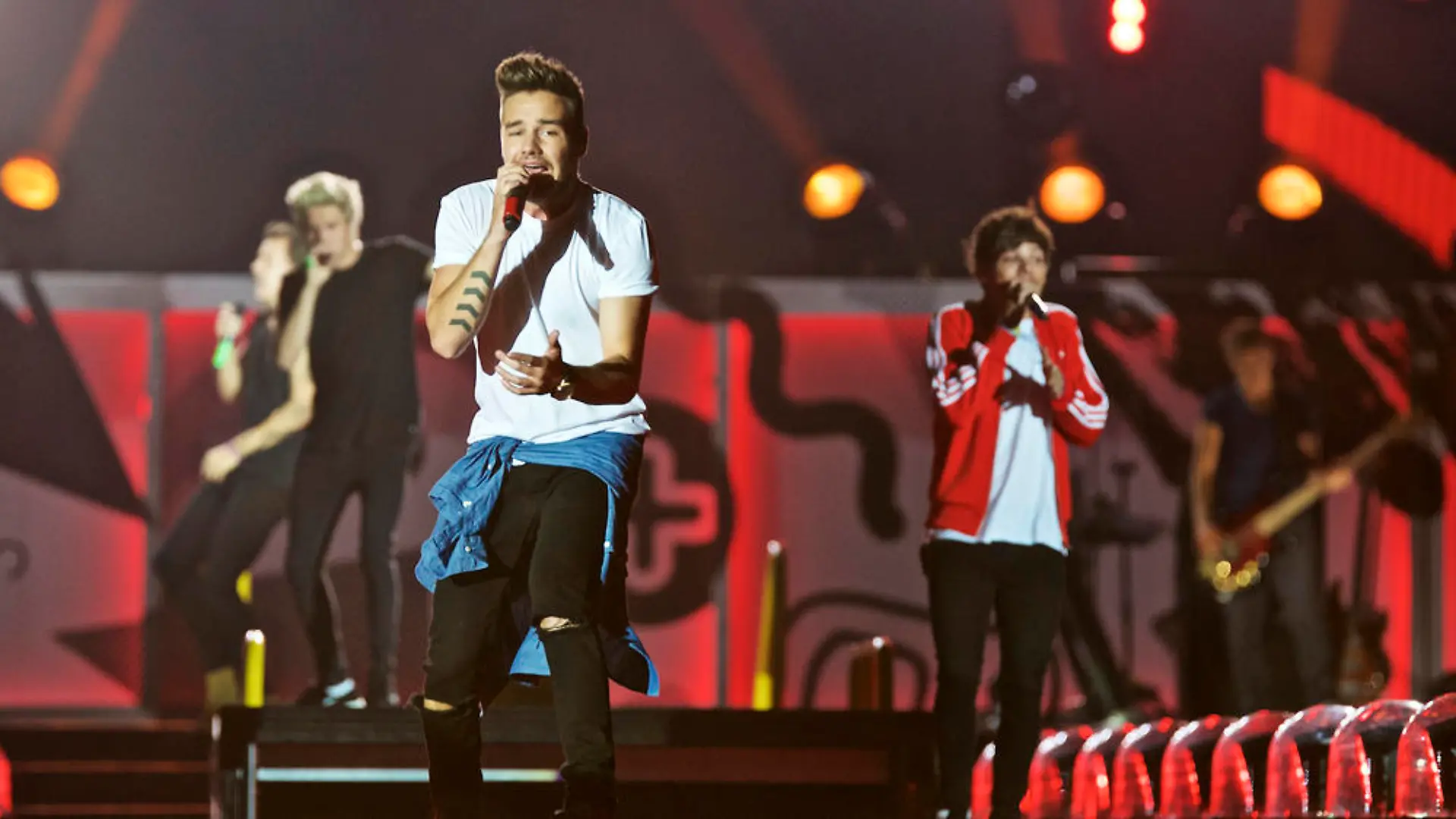 Liam Payne (vorne) und seine One-Direction-Kollegen bei einem US-Konzert im August
