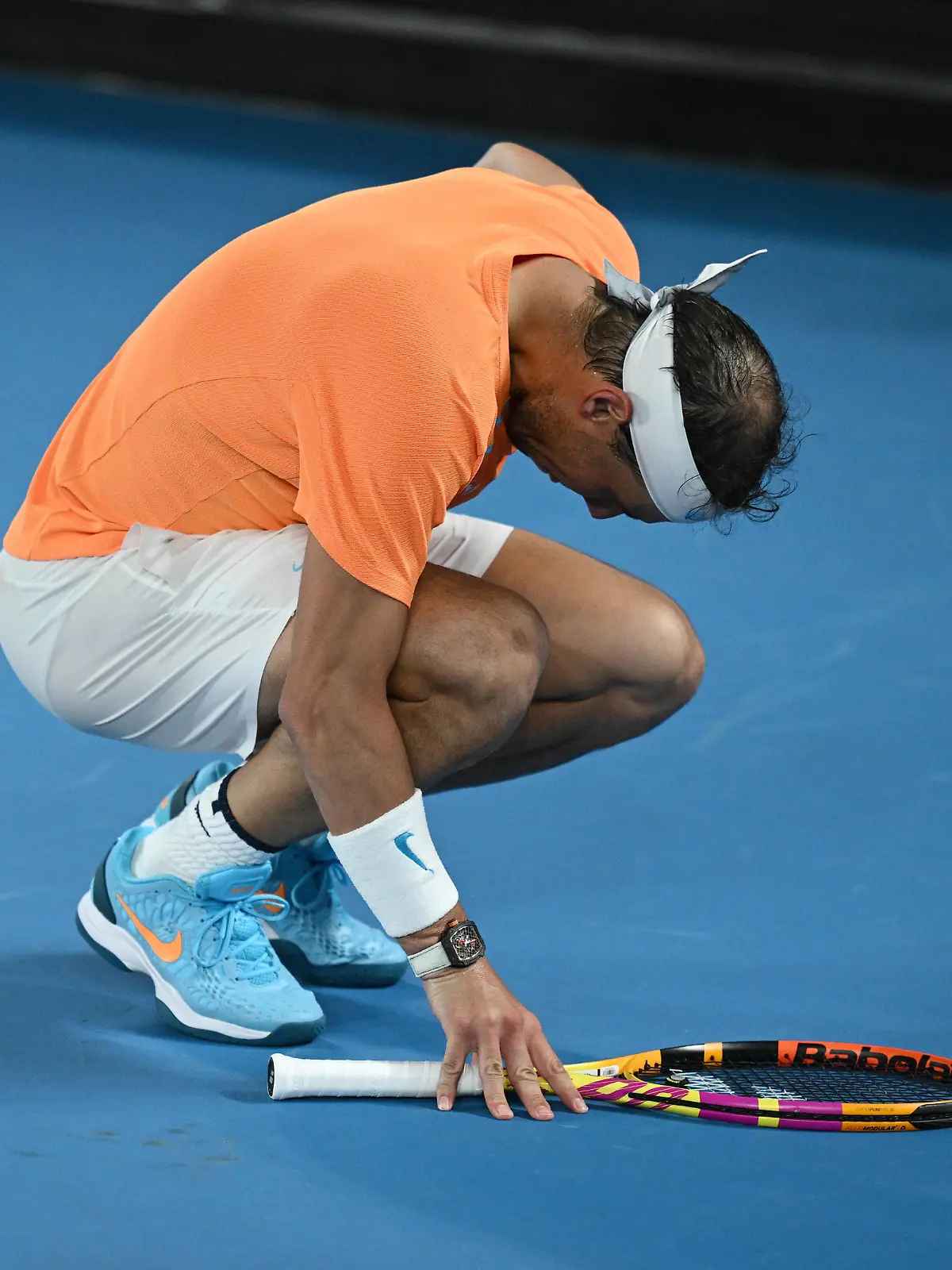 TENNIS AUSTRALIAN OPEN, Rafael Nadal of Spain grimaces in pain during his match against Mackenzie McDonald of the USA during the 2023 Australian Open tennis tournament at Melbourne Park in Melbourne, Wednesday, January 18, 2023.  ACHTUNG: NUR REDAKTIONELLE NUTZUNG, KEINE ARCHIVIERUNG UND KEINE BUCHNUTZUNG MELBOURNE VICTORIA AUSTRALIA PUBLICATIONxINxGERxSUIxAUTxONLY Copyright: xDIEGOxFEDELEx 20230118001753761697