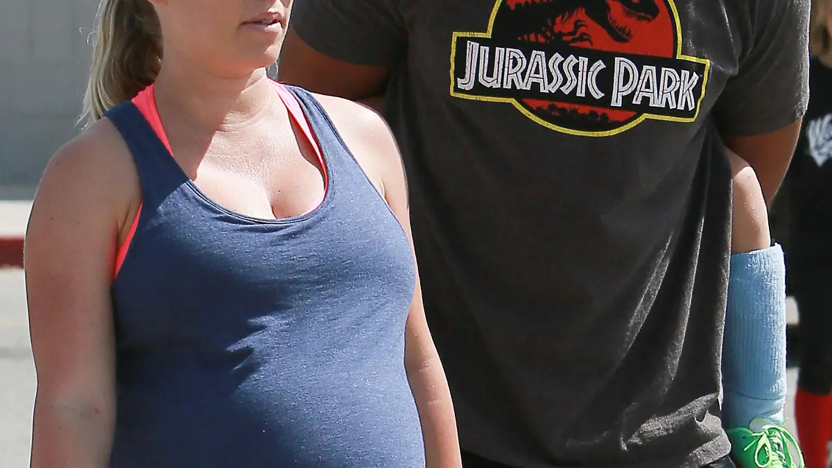 Pregnant Playboy Playmate Kendra Wilkinson enjoys a soccer match with husband Hank Baskett and Son Hank Jr