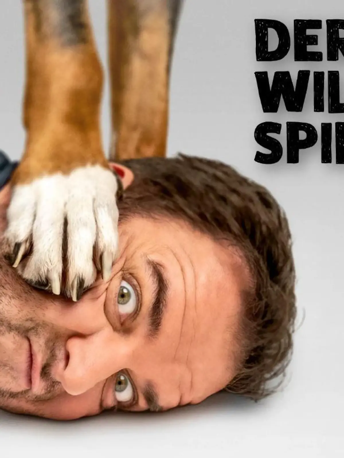 Hundetrainer Martin Rütter zeigt beim Fotoshooting für seine "Der will doch nur spielen"-Tour vollen Einsatz.