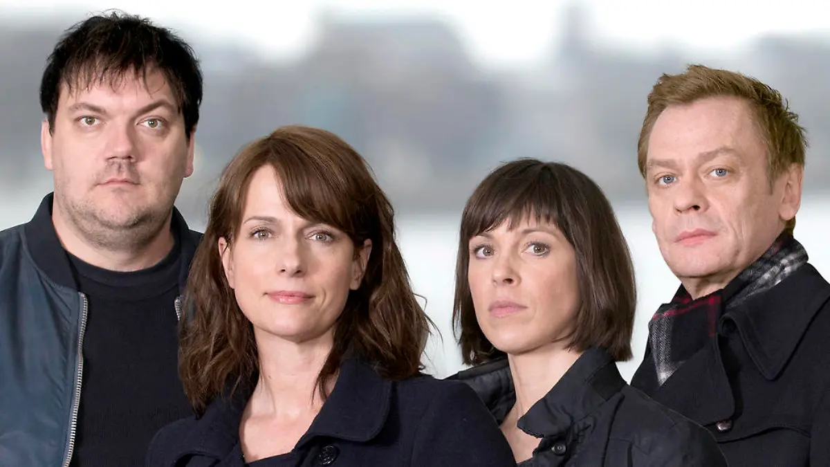 "Polizeiruf 110: Wendemanöver": Die Ermittler Alexander Bukow (Charly Hübner), Doreen Brasch (Claudia Michelsen), Katrin König (Anneke Kim Sarnau) und Jochen Drexler (Sylvester Groth)