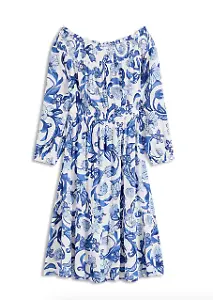 Carmen-Kleid aus strukturierter Viskose