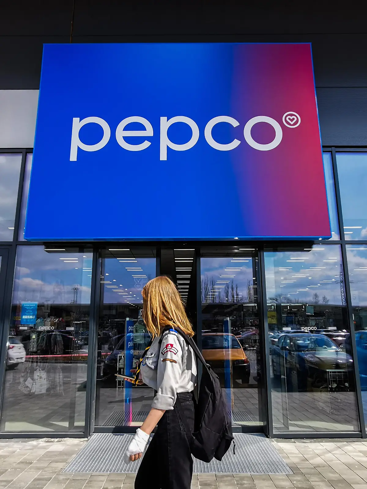 Pepco logo is seen on Pepco discount store in Andrychow, Poland on April 23, 2022. (Photo by Beata Zawrzel/NurPhoto)