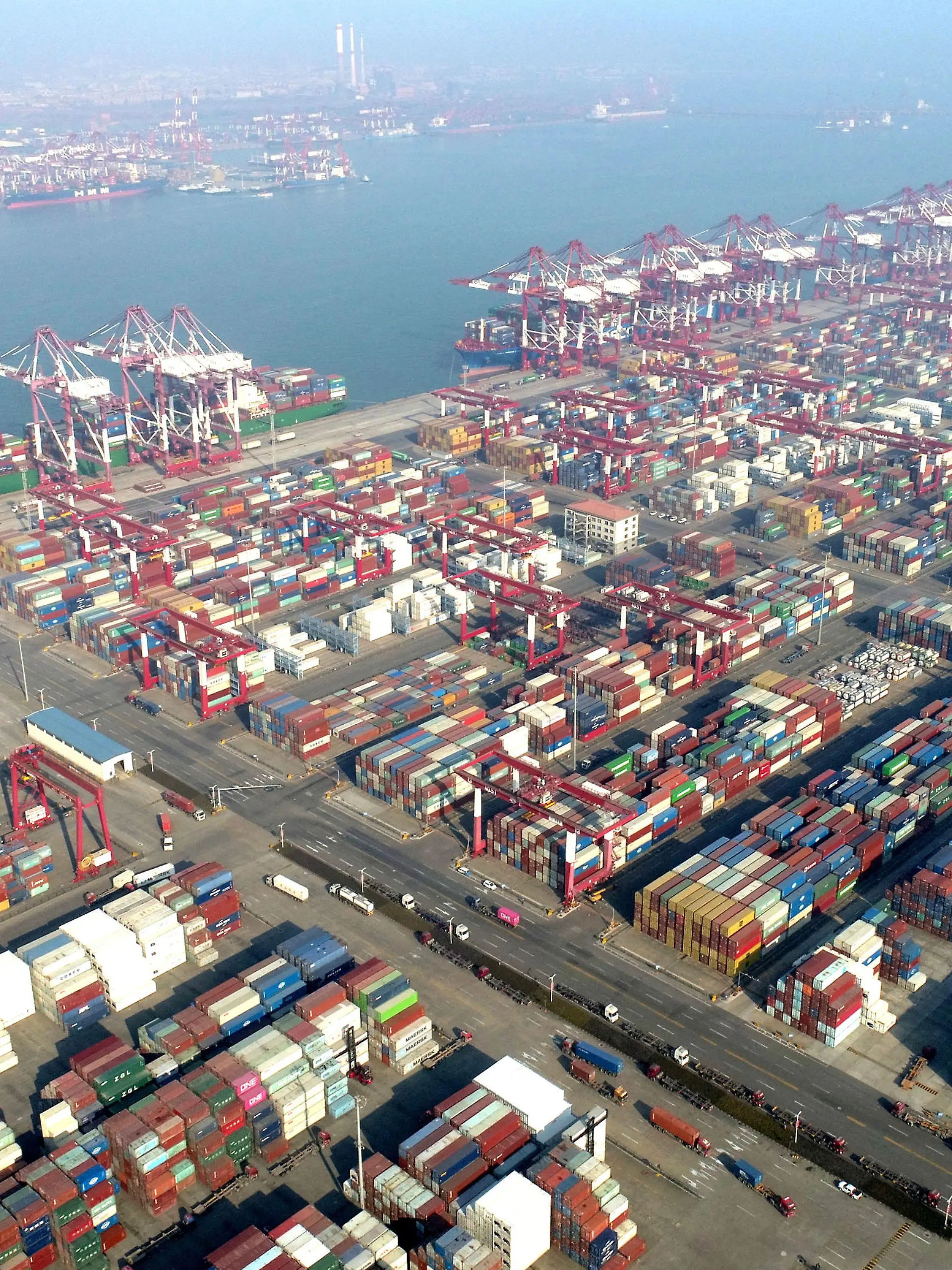 QINGDAO, CHINA - JANUARY 2, 2023 - Aerial photos are taken at Qingdao Port in east China's Shandong Province, Jan 2, 2023. In 2022, Shandong ports added 37 new sea routes, bringing the total number of routes to 327, among which 233 are foreign trade routes.
