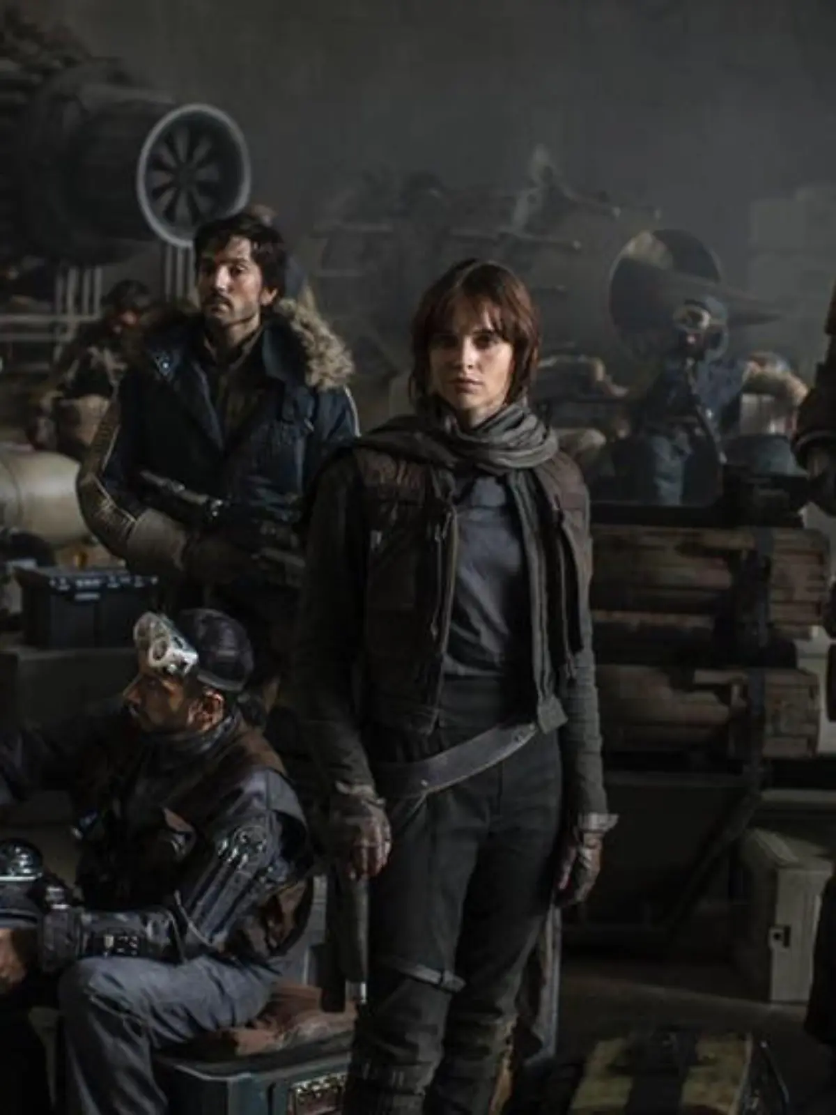 Die Darsteller von "Rogue One": Riz Ahmed, Diego Luna, Felicity Jones, Jiang Wen und Donnie Yen (v.l.n.r.)