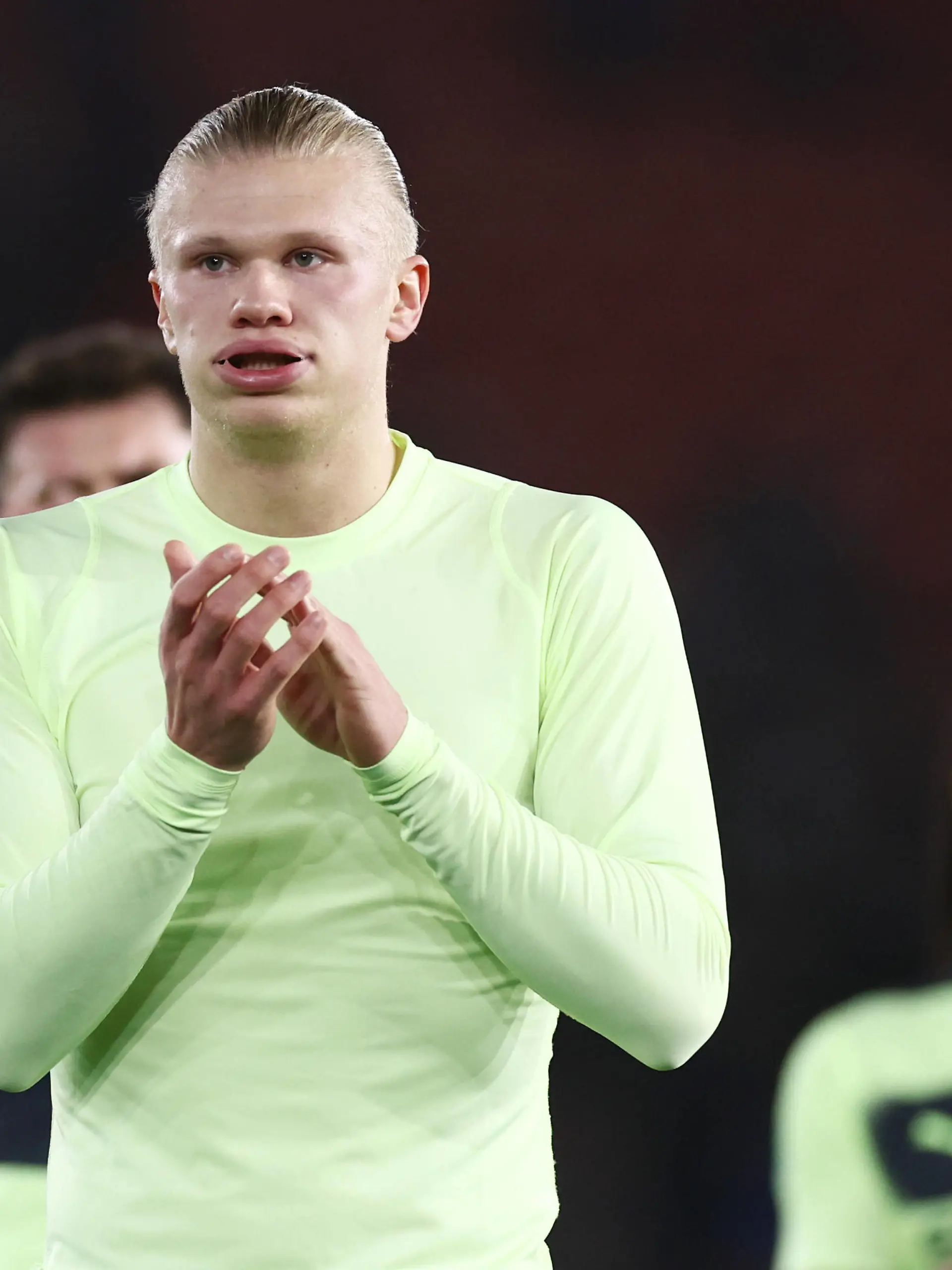 Mandatory Credit: Photo by James Marsh/Shutterstock 13703755av Erling Haaland of Manchester City appears dejected. Southampton v Manchester City, Carabao Cup, Quarter Final, Football, St Mary s Stadium, Southampton, UK - 11 Jan 2023 EDITORIAL USE ONLY No use with unauthorised audio, video, data, fixture lists, club/league logos or live services. Online in-match use limited to 120 images, no video emulation. No use in betting, games or single club/league/player publications. Southampton v Manchester City, Carabao Cup, Quarter Final, Football, St Mary s Stadium, Southampton, UK - 11 Jan 2023 EDITORIAL USE ONLY No use with unauthorised audio, video, data, fixture lists, club/league logos or live services. Online in-match use limited to 120 images, no video emulation. No use in betting, games or single club/league/player publications. PUBLICATIONxINxGERxSUIxAUTxHUNxGRExMLTxCYPxROUxBULxUAExKSAxONLY Copyright: xJamesxMarsh/Shutterstockx 13703755av