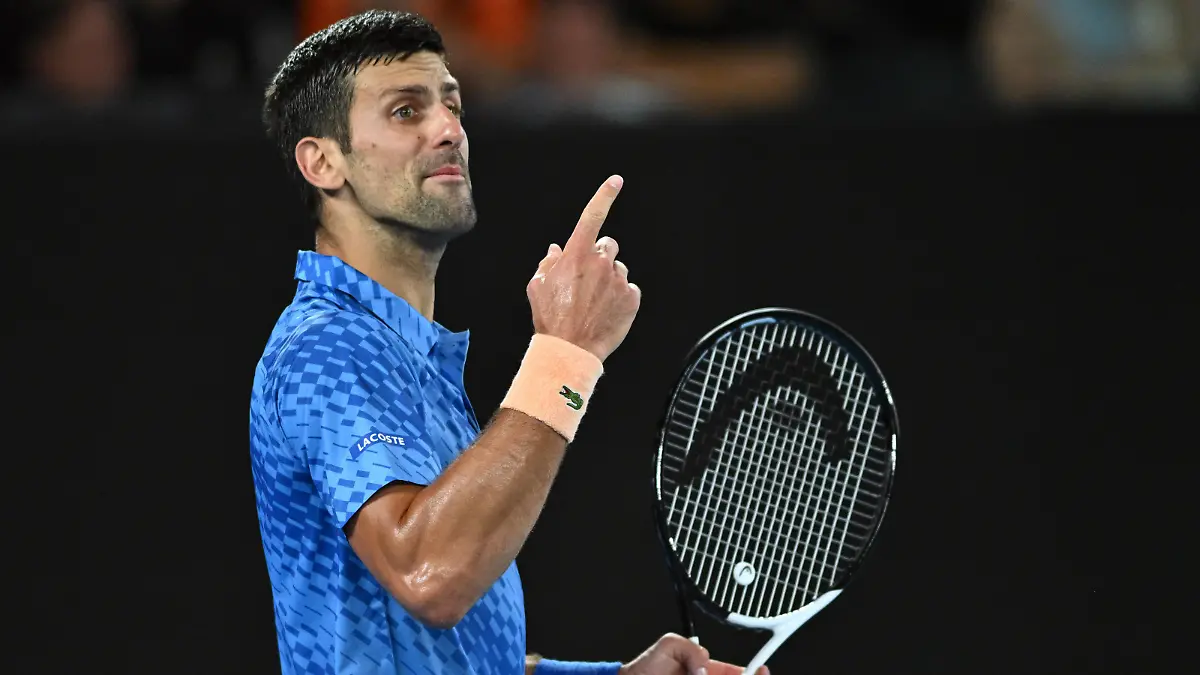 TENNIS AUSTRALIAN OPEN, Novak Djokovic of Serbia reacts during his 1st round singles match against Roberto Carballes Baena of Spain during 2023 Australian Open tennis tournament at Melbourne Park in Melbourne, Tuesday, January 17, 2023.  ACHTUNG: NUR REDAKTIONELLE NUTZUNG, KEINE ARCHIVIERUNG UND KEINE BUCHNUTZUNG MELBOURNE VICTORIA AUSTRALIA PUBLICATIONxINxGERxSUIxAUTxONLY Copyright: xJOELxCARRETTx 20230118001753532975