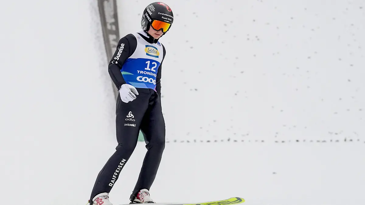 Der Schweizer Kombinierer Pascal Müller beim Weltcup der Nordischen Kombinierer in Trondheim am 1. März 2025