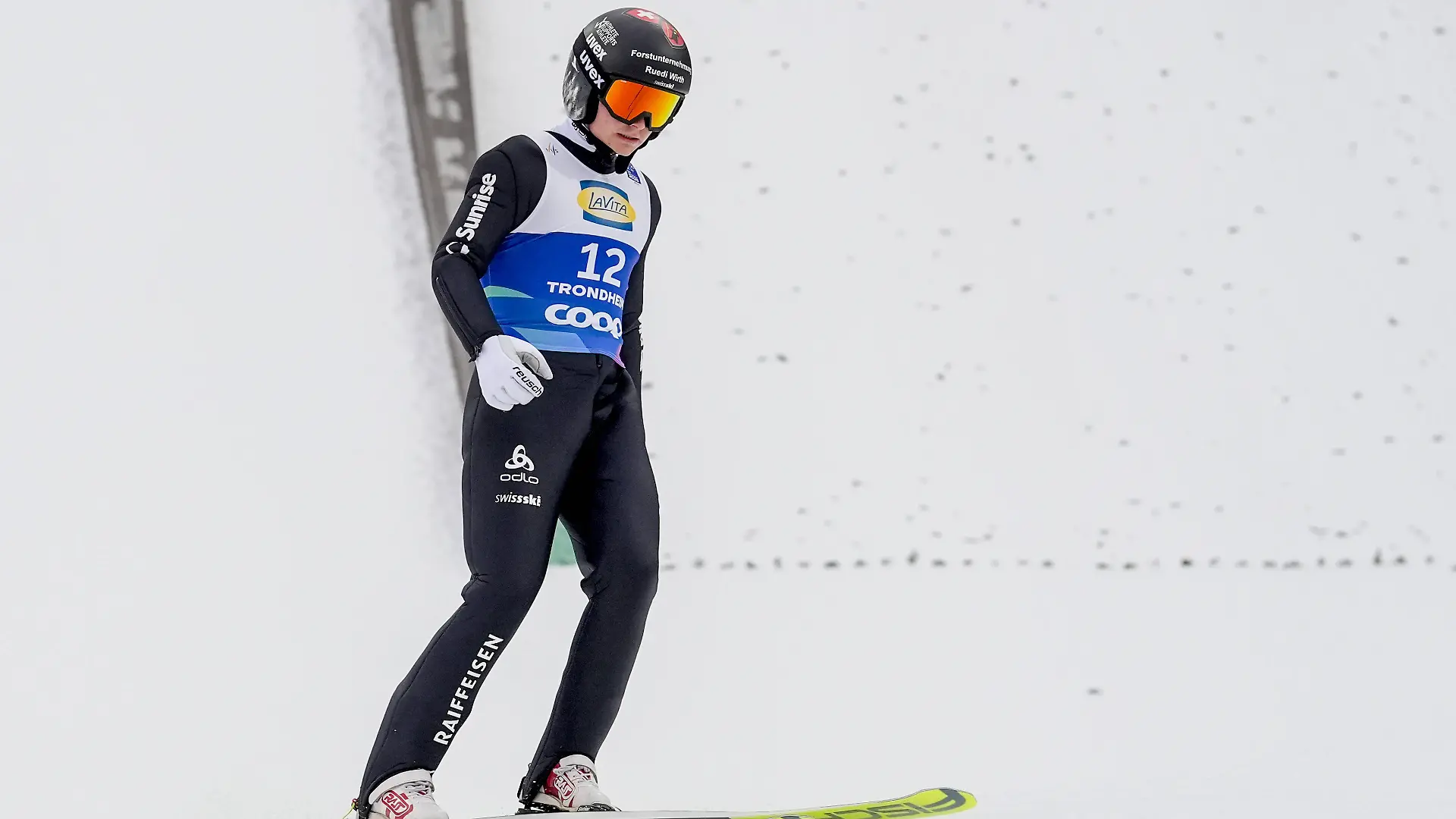
Der Schweizer Kombinierer Pascal Müller beim Weltcup der Nordischen Kombinierer in Trondheim am 1. März 2025 