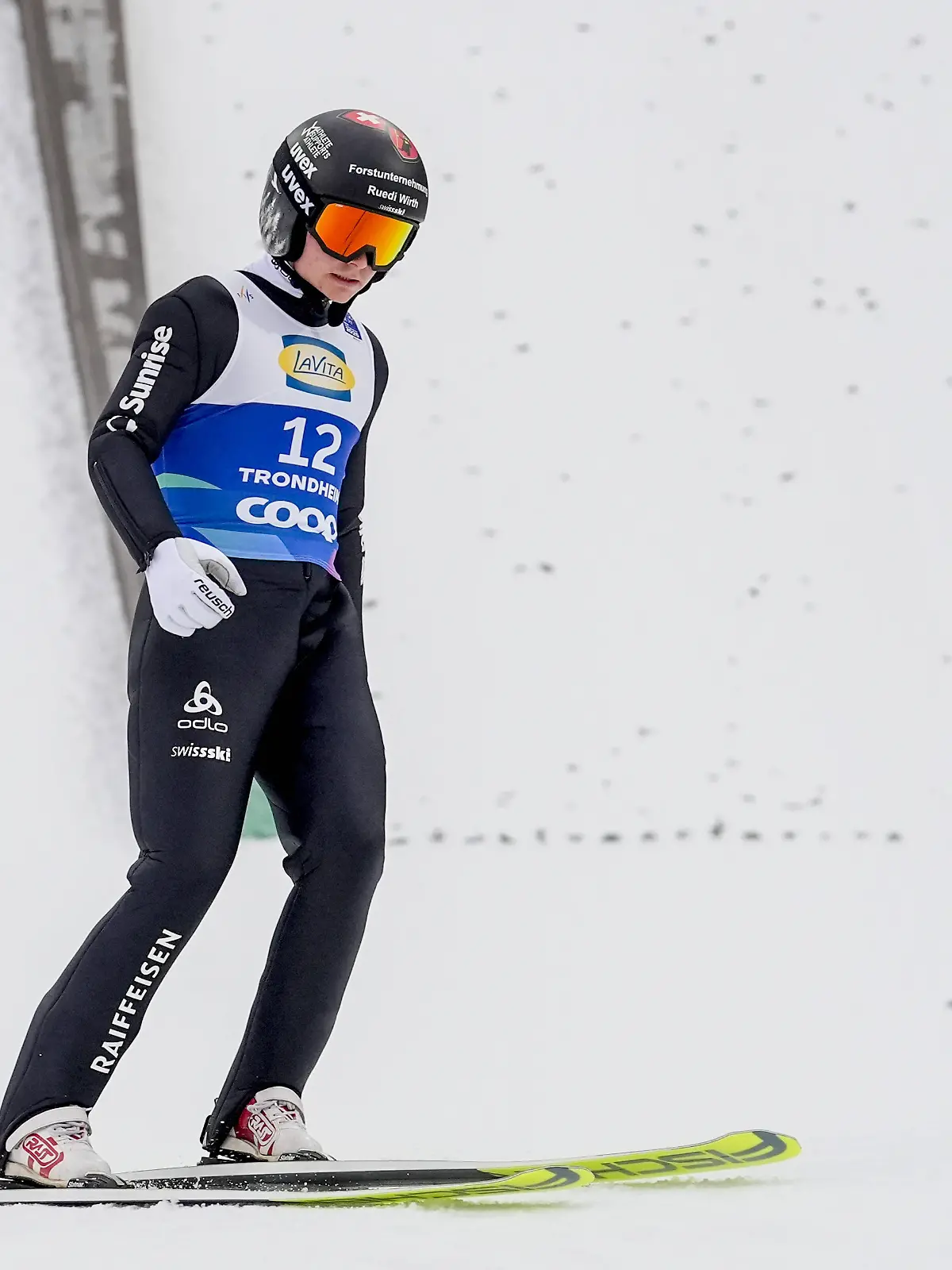 
Der Schweizer Kombinierer Pascal Müller beim Weltcup der Nordischen Kombinierer in Trondheim am 1. März 2025 