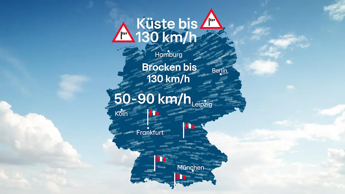 Am Sonntag droht eine ausgewachsene Sturmlage in der Nordwesthälfte Deutschlands.