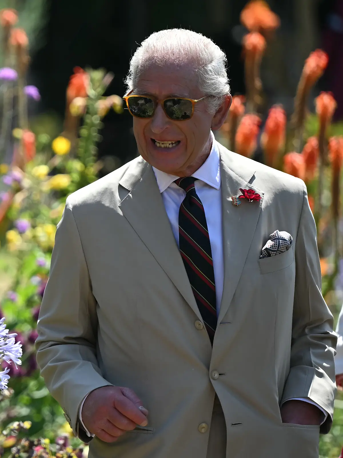 König Charles in einem Garten