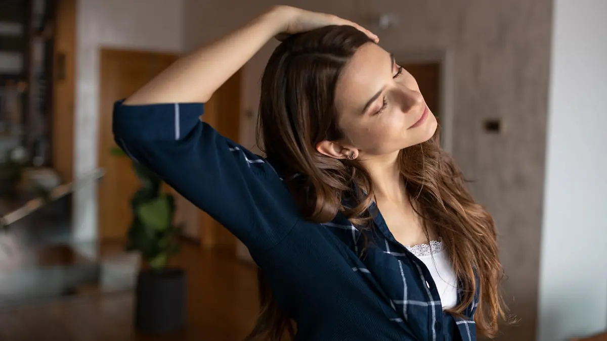 Woman stretching her neck