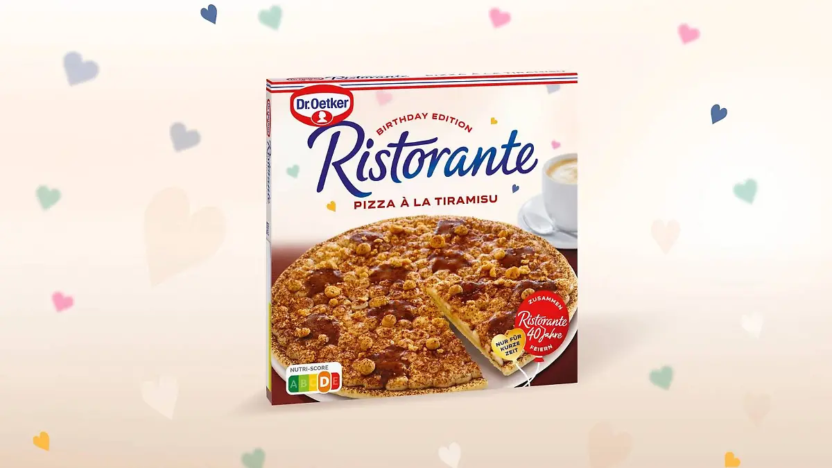 Dr. Oetker kündigt Pizza à la Tiramisu an.