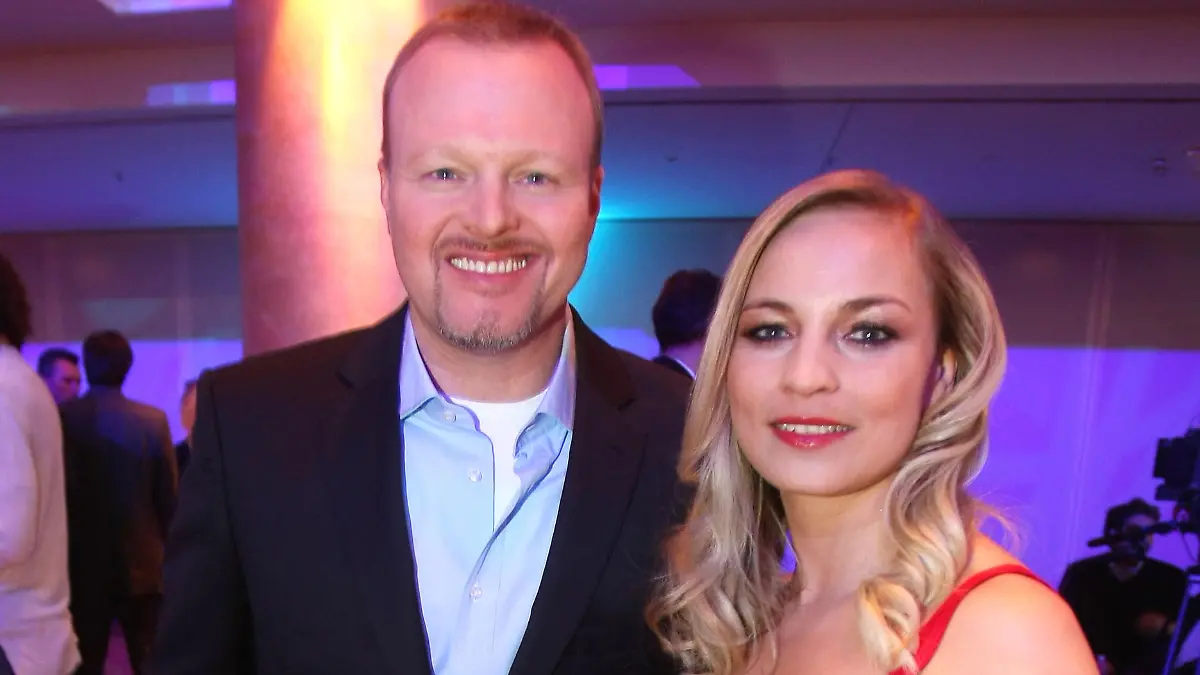 HAMBURG, GERMANY - MARCH 30: Stefan Raab is seen with Regina Halmich prior to the Herbert Award 2009 Gala at the Elysee Hotel on March 30, 2009 in Hamburg, Germany. (Photo by Joern Pollex/Getty Images)