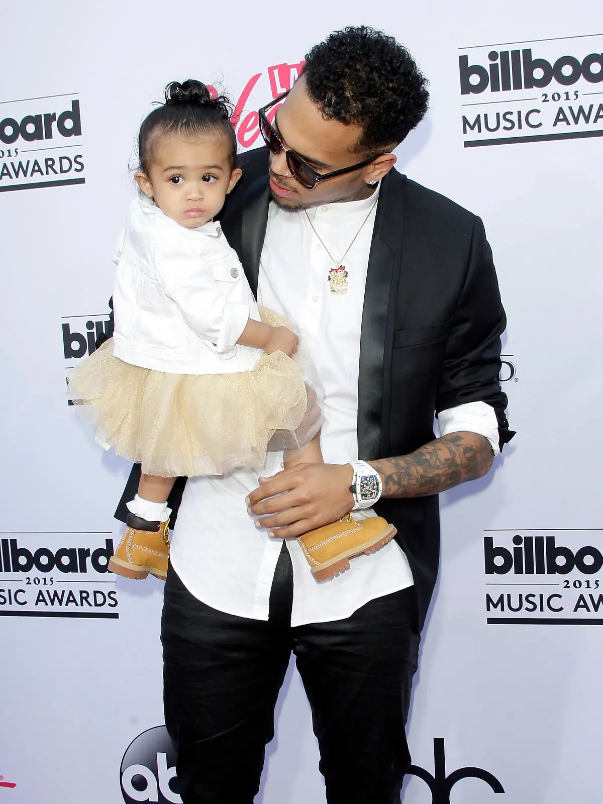 Chris Brown and his daughter Royalty arrive at the 2015 Billboard Music Awards at the MGM Grand Garden Arena in Las Vegas, Nevada.
<P>
Pictured: Royalty, Chris Brown
<B>Ref: SPL1029441  170515  </B><BR/>
Picture by: Splash News<BR/>
</P><P>
<B>Splash News and Pictures</B><BR/>
Los Angeles:	310-821-2666<BR/>
New York:	212-619-2666<BR/>
London:	870-934-2666<BR/>
photodesk@splashnews.com<BR/>
</P>