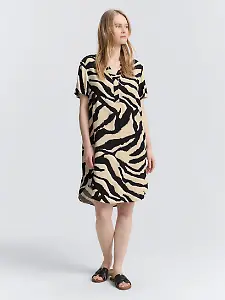 Weites Kleid mit Animal-Print
