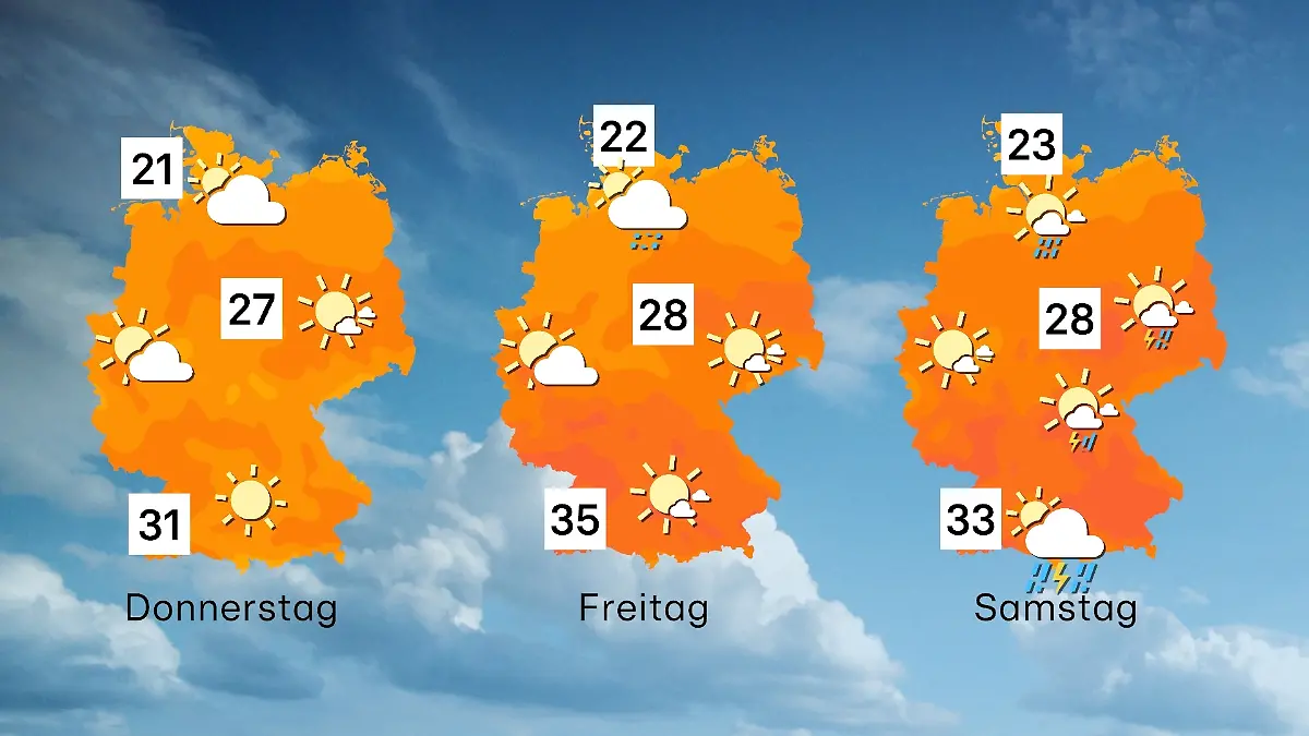 Wettervorhersage für 3 Tage ab Donnerstag