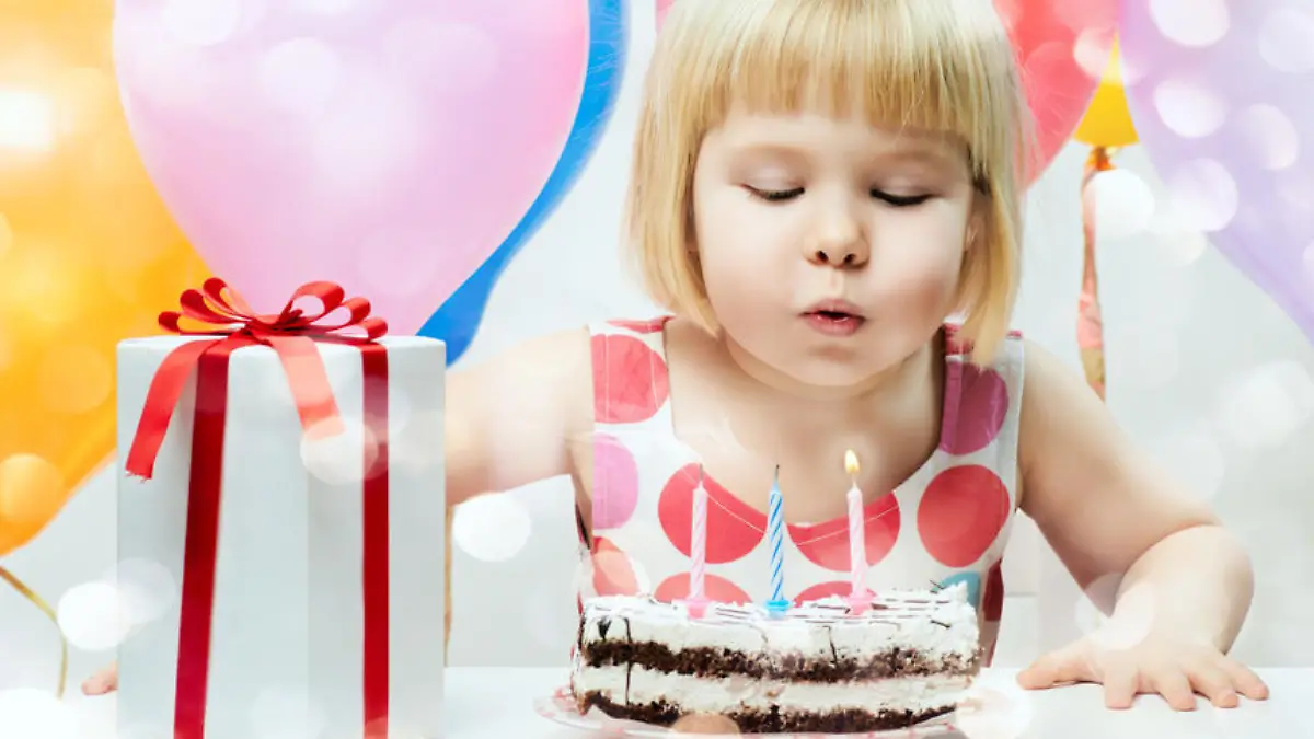 little girl celebrates birthday