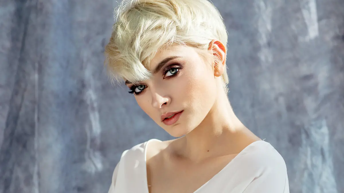 Blond beauty with short hair