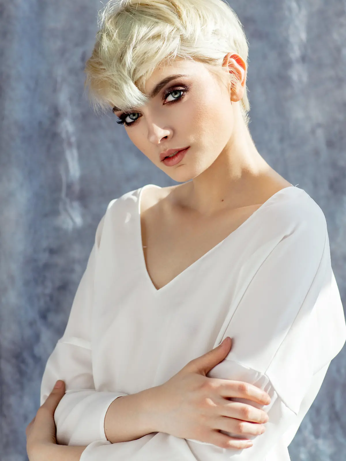 Blond beauty with short hair
