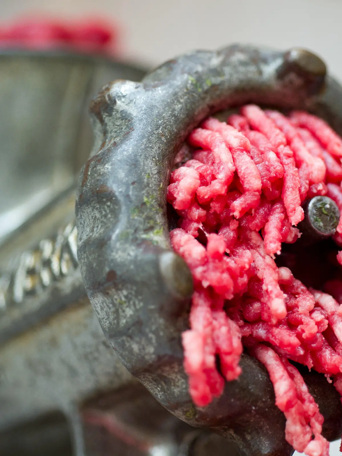 ILLUSTRATION - Rindfleisch wird am 14.02.2013 in Frankfurt (Oder) (Brandenburg) durch einen Fleischwolf gedreht. In den vergangenen Wochen waren in mehreren Ländern der EU Fertiggerichte entdeckt worden, in denen statt des angegebenen Rindfleischs auch Pferdefleisch verarbeitet worden war. Foto: Patrick Pleul/dpa +++(c) dpa - Bildfunk+++