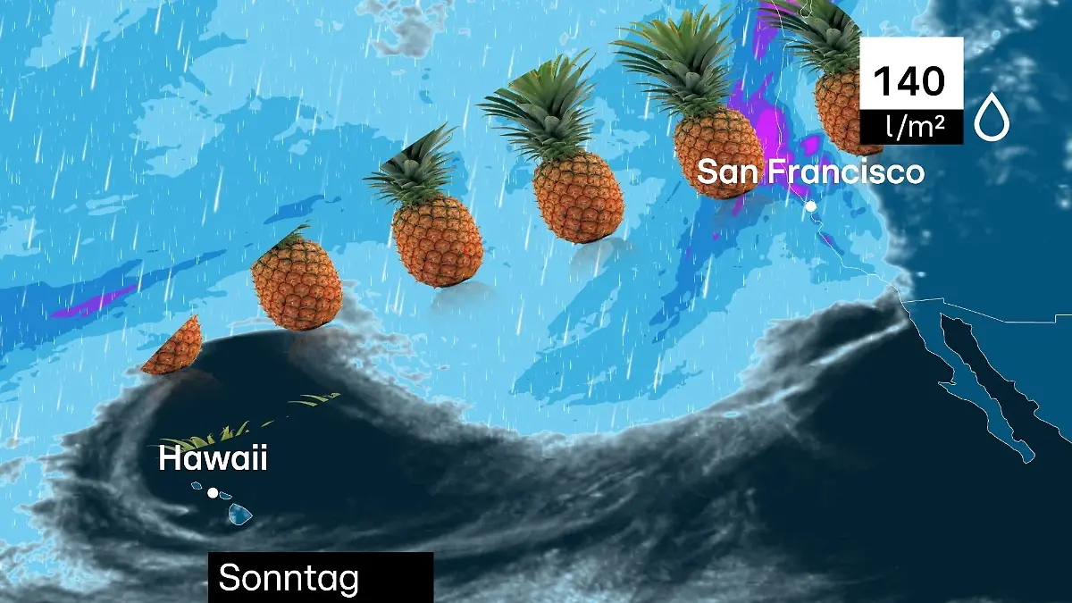 Mit dem Ananas-Express gelangen unwetterwillige Luftmassen in den Westen der USA