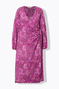 Maxi-Wickelkleid in Straight Shape mit Alloverprint und Ballonärmeln