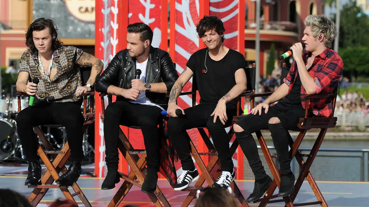 Die verbleibenden Mitglieder von One Direction bei der Vorstellung des aktuellen Albums "Four"