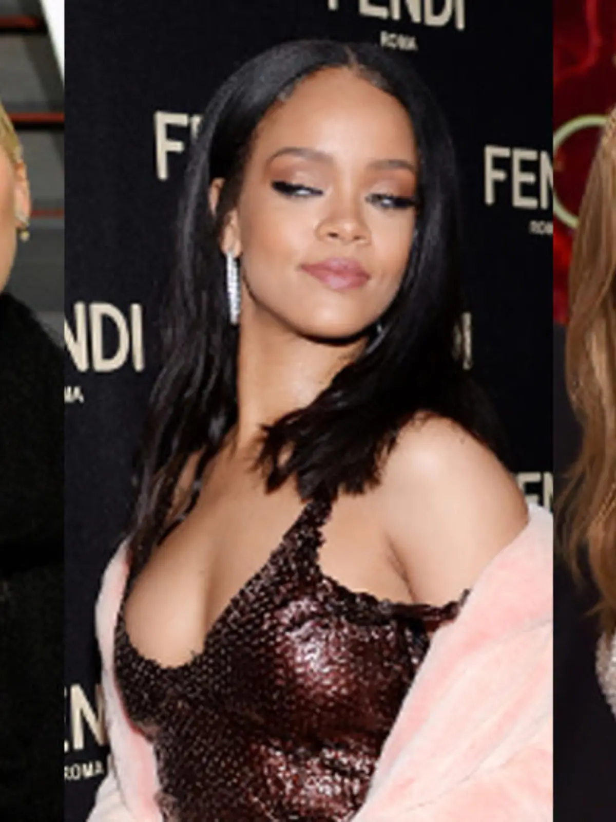 Drei sehr erfolgreiche Schönheiten, die sich in ihren Männern getäuscht haben: Miley Cyrus, Rihanna und Jennifer Aniston (v.l.)