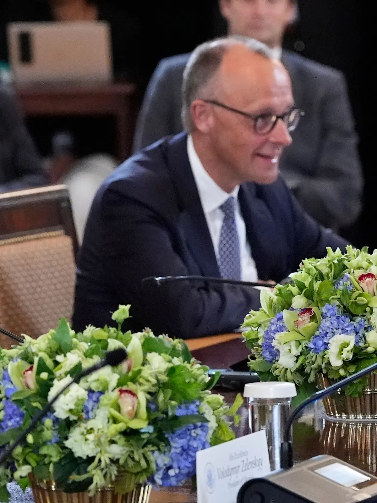 Emmanuel Macron, Donald Trump, Giorgia Meloni und Friedrich Merz beim Ukraine-Gipfel in Washington. 