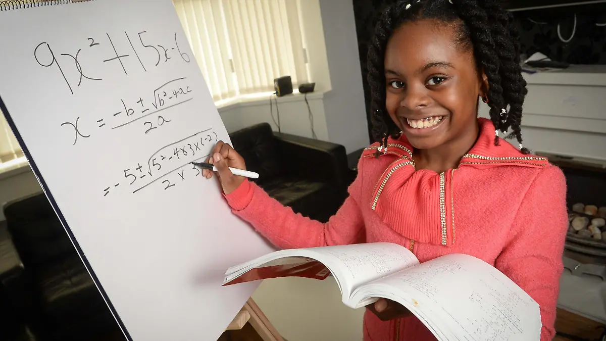 
Esther Okade - ten-year-old maths genius - pictured at home in Walsall.
20/02/15
