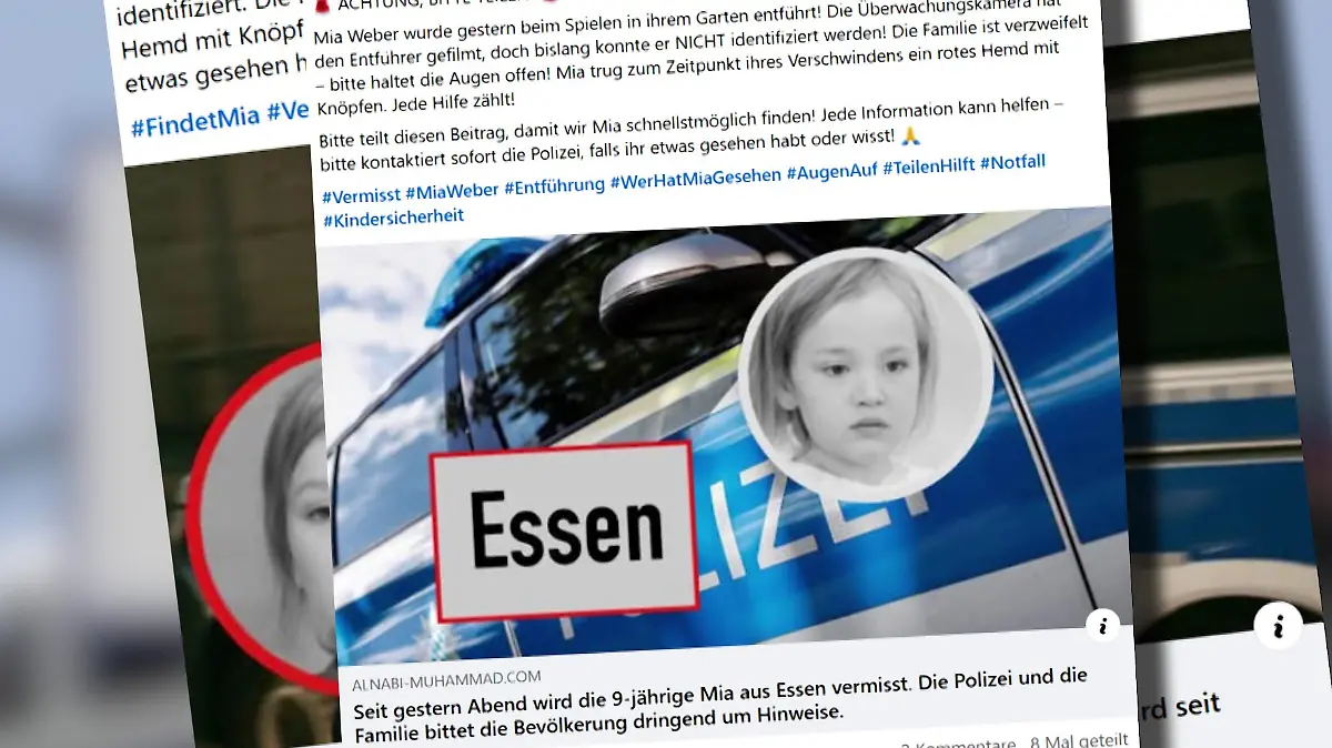Die Täter posten die erfundenen Vermisstenmeldungen in den sozialen Medien.