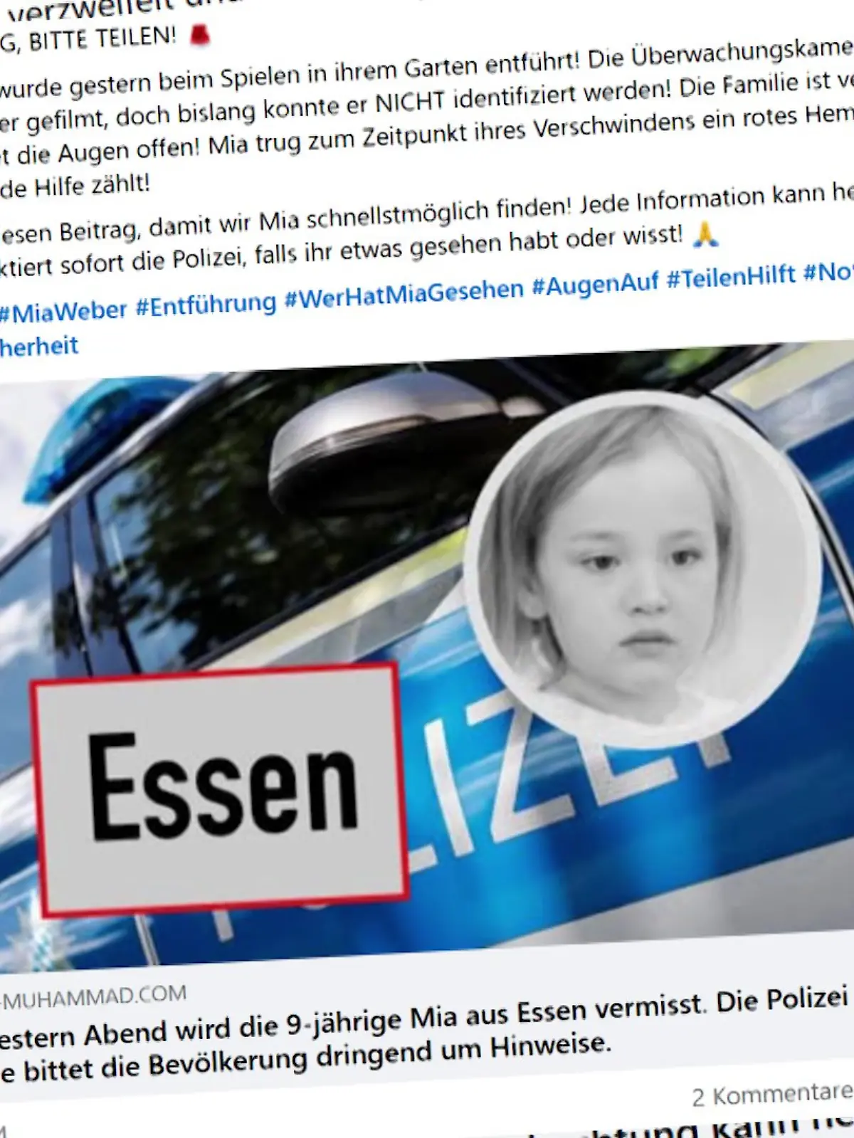 Die Täter posten die erfundenen Vermisstenmeldungen in den sozialen Medien.